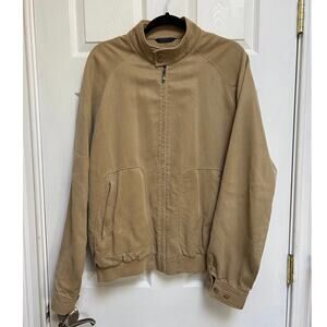 Tommy Bahama Lyocell/Cotton Blend Tan Zip Up Bomber Jacket